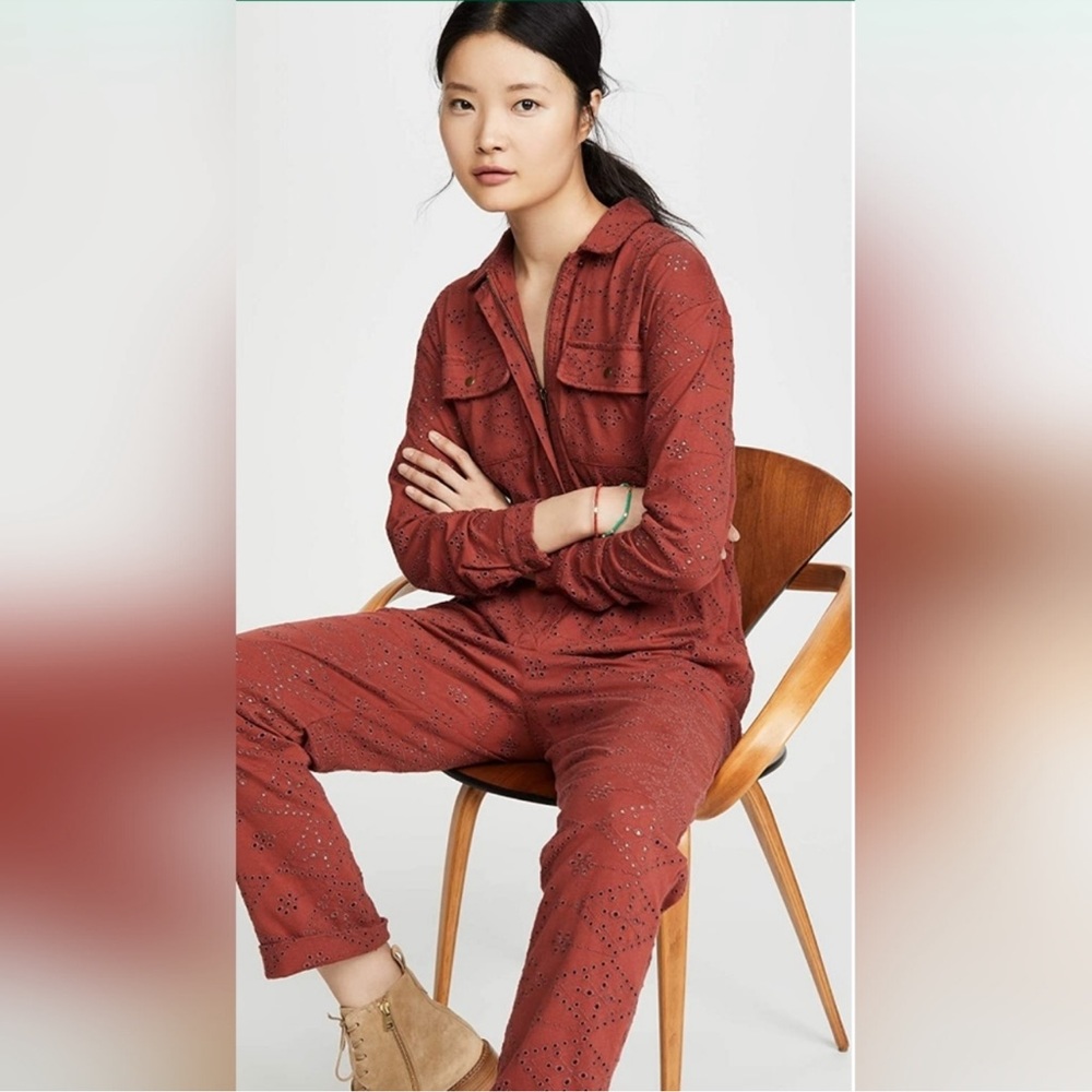 Rust Eyelet Utility Jumpsuit